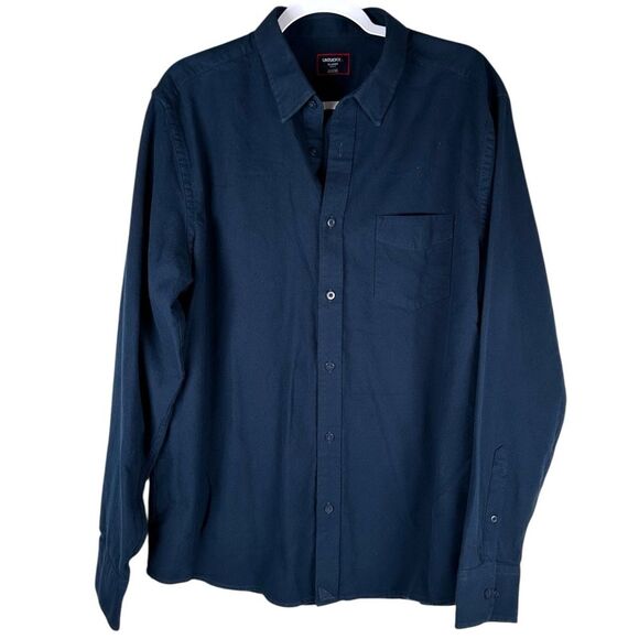 UNTUCKit Sherwood Navy Blue Flannel Button Up Shirt Men’s Size XL Slim Fit - Picture 1 of 4